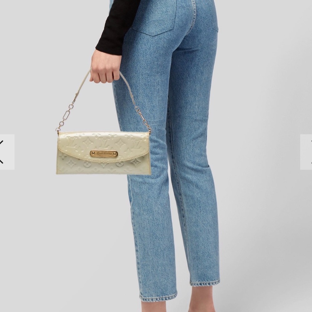 Louis Vuitton cream Vernis Sunset bag.